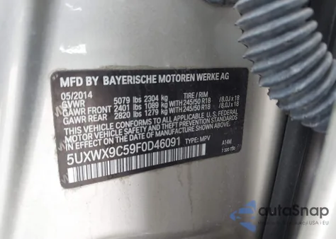 2015 BMW X3 xDrive28I from USA, damaged, VIN 5UXWX9C59F0D46091